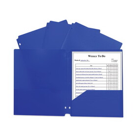 C-Line CLI33935BX Two-Pocket Heavyweight Poly Portfolio Folder, 3-Hole Punch, 11 x 8.5, Blue, 25/Box