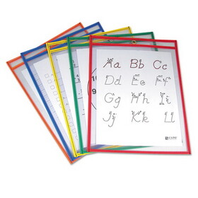 C-Line CLI40630 Reusable Dry Erase Pockets, 9 X 12, Assorted Primary Colors, 5/pack