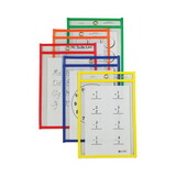 C-Line CLI41610 Reusable Dry Erase Pockets, 6 x 9, Assorted Primary Colors, 10/Pack