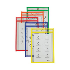 C-Line CLI41610 Reusable Dry Erase Pockets, 6 X 9, Assorted Primary Colors, 10/pack