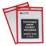 C-Line 43969 Stitched Shop Ticket Holders, Top Load, Super Heavy, Clear, 6
