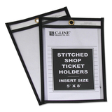 C-LINE PRODUCTS, INC CLI46058 Shop Ticket Holders, Stitched, Both Sides Clear, 25