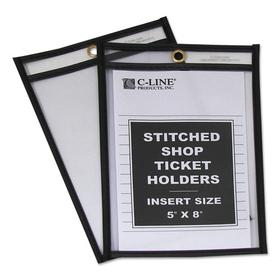 C-LINE PRODUCTS, INC CLI46058 Shop Ticket Holders, Stitched, Both Sides Clear, 25", 5 X 8, 25/bx