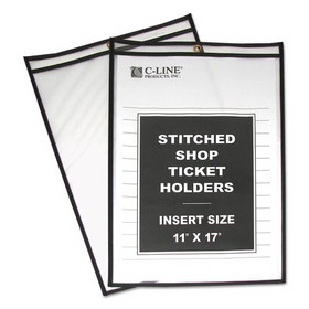 C-Line 46117 Shop Ticket Holders, Stitched, Both Sides Clear, 75", 11 x 17, 25/Box