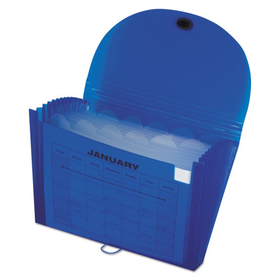 C-Line CLI48315 Expanding Files, 1.63" Expansion, 13 Sections, Cord/Hook Closure, 1/6-Cut Tabs, Letter Size, Blue