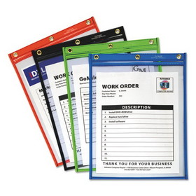 C-Line CLI50920 Heavy-Duty Super Heavyweight Plus Stitched Shop Ticket Holders, Clear/Assorted, 9 x 12, 20/Box