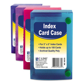 C-Line CLI58335 Index Card Case, Holds 100 3 X 5 Cards, Polypropylene, Assorted