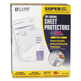 C-LINE PRODUCTS, INC CLI61008 Super Heavyweight Poly Sheet Protector, Non-Glare, 2", 11 X 8 1/2, 50/bx