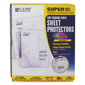 C-LINE PRODUCTS, INC CLI61018 Super Heavyweight Vinyl Sheet Protector, Nonglare, 2", 11 X 8 1/2, 50/bx