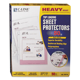 C-Line CLI62018 Heavyweight Polypropylene Sheet Protector, Non-Glare, 2", 11 X 8 1/2, 50/bx