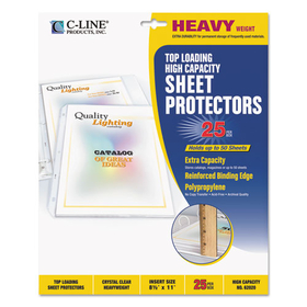 C-Line CLI62020 High Capacity Polypropylene Sheet Protectors, Clear, 50", 11 X 8 1/2, 25/bx
