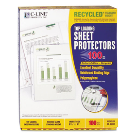 C-LINE PRODUCTS, INC CLI62029 Recycled Polypropylene Sheet Protector, Reduced Glare, 2", 11 X 8 1/2, 100/bx