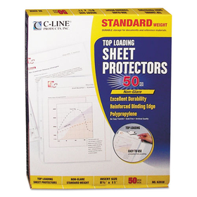 C-Line CLI62038 Standard Weight Polypropylene Sheet Protectors, Non-Glare, 2", 11 x 8.5, 50/Box
