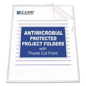 C-LINE PRODUCTS, INC CLI62137 Antimicrobial Project Folders, Jacket, Letter, Polypropylene, Clear, 25/box