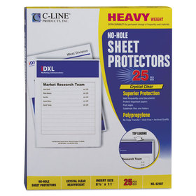 C-Line CLI62907 Top-Load No-Hole Polypropylene Sheet Protector, Heavyweight, Clear, 2", 25/box