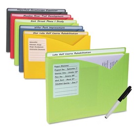 C-Line CLI63160 Write-On Poly File Jackets, Straight Tab, Letter Size, Assorted Colors, 10/Pack