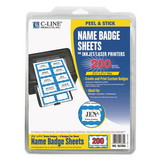C-Line 92365 Laser Printer Name Badges, 3 3/8 x 2 1/3, White/Blue, 200/Box