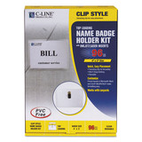 C-Line CLI95596 Name Badge Kits, Top Load, 4 x 3, Clear, Clip Style, 96/Box
