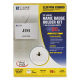 C-Line CLI95743 Name Badge Kits, Top Load, 4 x 3, Clear, Combo Clip/Pin, 50/Box