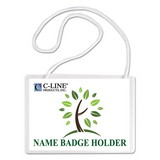 C-Line 97043 Specialty Name Badge Holder Kits, 4 x 3, Horizontal Orientation, White, 50/Box