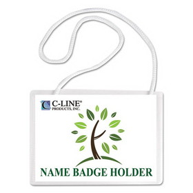 C-Line CLI97043 Specialty Name Badge Holder Kits, 4 x 3, Horizontal Orientation, White, 50/Box