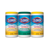 Clorox CLO30208PK Disinfecting Wipes, 1-Ply, 7 x 8, Fresh Scent/Citrus Blend, White, 75/Canister, 3 Canisters/Pack