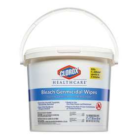 Clorox Healthcare CLO30358 Bleach Germicidal Wipes, 1-Ply, 12 x 12, Unscented, White, 110/Bucket
