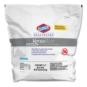 Clorox Healthcare CLO31761EA VersaSure Cleaner Disinfectant Wipes, 1-Ply, 12" x 12", White, 110 Towels/Pouch