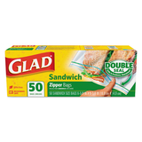 Glad CLO 57263 Sandwich Zipper Bags, 6 5/8 x 5 7/8, Clear, 50/Box, 12/Carton