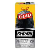 Glad 78966BX Drawstring Large Trash Bags, 30 x 33, 30gal, 1.05mil, Black, 15/Box
