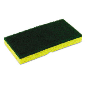 Continental CMC74H Medium-Duty Sponge N' Scrubber, 3.38 x 6.25, 0.88" Thick, Yellow/Green, 3/Pack, 8 Packs/Carton