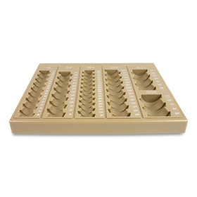 CONTROLTEK CNK500025 Plastic Coin Tray, 6 Compartments, Stackable, 7.75 x 10 x 1.5, Tan