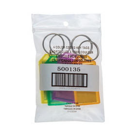 CONTROLTEK CNK500135 Key Tags, Metal/Plastic, Green/Orange/Purple/Yellow, 4/Pack