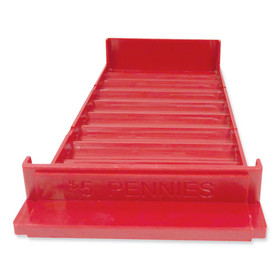 CONTROLTEK CNK560560 Stackable Plastic Coin Tray, Pennies, 10 Compartments, Stackable, 3.75 x 11.5 x 1.5, Red, 2/Pack