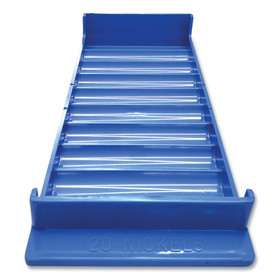 CONTROLTEK CNK560561 Stackable Plastic Coin Tray, 10 Compartments, Stackable, 3.75 x 10.5 x 1.5, Blue, 2/Pack