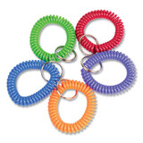 CONTROLTEK CNK565104 Wrist Key Coil Key Organizers, Blue; Green; Orange; Purple; Red, 10/Pack