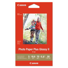 Canon 1432C005 Photo Paper Plus Glossy II, 4 x 6, Glossy White, 50/Pack