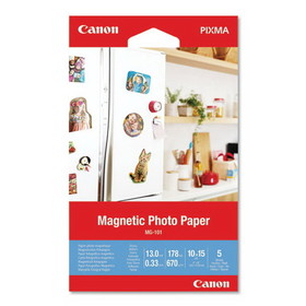 Canon 3634C002 Glossy Magnetic Photo Paper, 13 mil, 4 x 6, White, 5 Sheets/Pack