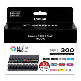 Canon CNM4192C007 4192C007 (PFI-300) Ink, Matte Black/Photo Black/Gray/Cyan/Photo Cyan/Red/Magenta/Photo Magenta/Yellow/CO, 10/Pack