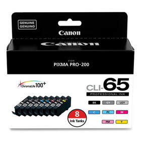 Canon CNM4215C007 4215C007 (CLI-65) Ink, Black/Cyan/Gray/Light Gray/Magenta/Photo Cyan/Photo Magenta/Yellow, 8/Pack