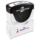 Accustamp COS035523 Pre-Inked Shutter Stamp With Microban, Red/blue, For Deposit Only, 1 5/8 X 1/2