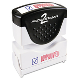 Accustamp COS035525 Pre-Inked Shutter Stamp With Microban, Red/blue, Approved, 1 5/8 X 1/2