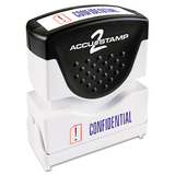 Accustamp COS035536 Pre-Inked Shutter Stamp With Microban, Red/blue, Confidential, 1 5/8 X 1/2