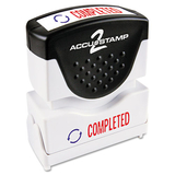 Accustamp COS035538 Pre-Inked Shutter Stamp With Microban, Red/blue, Completed, 1 5/8 X 1/2