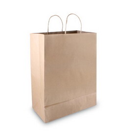 Cosco COS091566 Premium Shopping Bag, 12" x 6.5" x 17", Brown Kraft, 50/Box