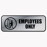 Cosco COS098206 Brushed Metal Office Sign, Employees Only, 9 X 3, Silver