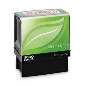 2000 PLUS COS098369 Green Line Message Stamp, Faxed, 1.5 x 0.56, Red