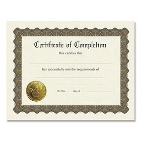 Great Papers COS930400 Ready-to-Use Certificates, Completion, 11 x 8.5, Ivory/Brown/Gold Colors with Brown Border, 6/Pack