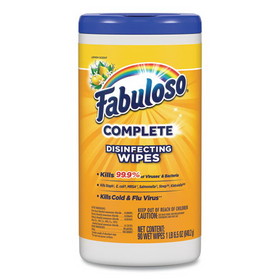 Fabuloso US06490A Multi Purpose Wipes, Lemon, 7 x 7, 90/Canister, 4 Canisters/Carton