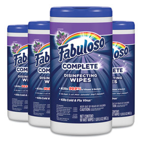 Fabuloso CPC97301 Multi Purpose Wipes, Lavender, 7 x 7, 90/Canister, 4 Canisters/Carton